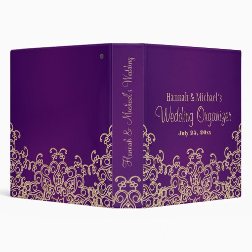 Purple and Gold Indian Style Wedding Organizer Binder | Zazzle