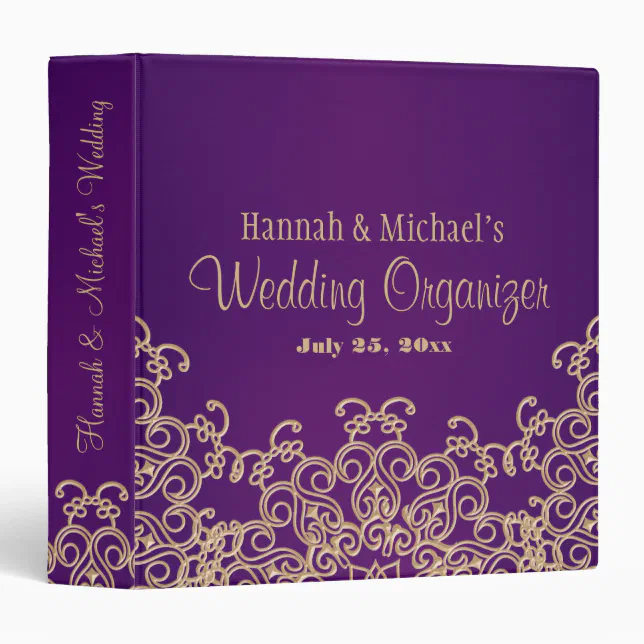 Purple and Gold Indian Style Wedding Organizer Binder | Zazzle