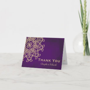 PURPLE AND GOLD INDIAN STYLE WEDDING THANK YOU CARD