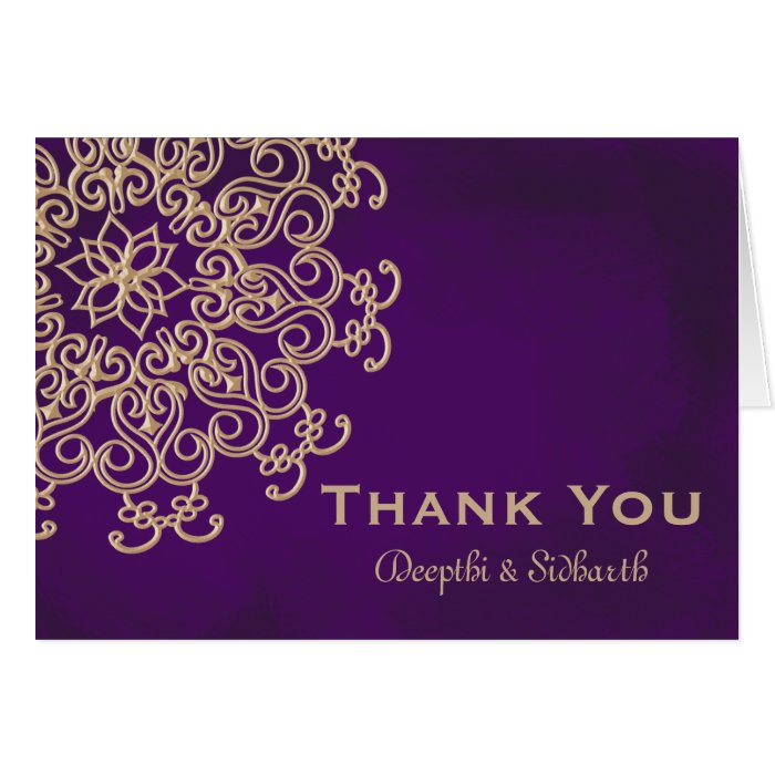 PURPLE AND GOLD INDIAN STYLE WEDDING THANK YOU CARD Zazzle