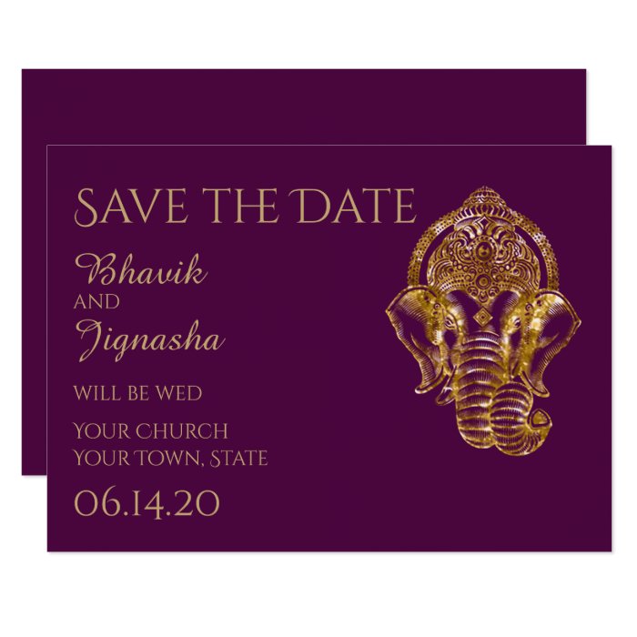 Purple And Gold Indian Wedding Save The Date Card Zazzle 1700