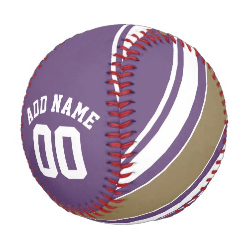 Purple and Gold Jersey Stripes Custom Name Number Baseball