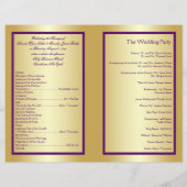 Purple and Gold Joined Hearts Wedding Program (Back)