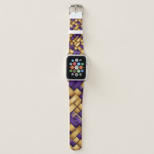 Purple and Gold Lattice Pattern Apple Watch Band