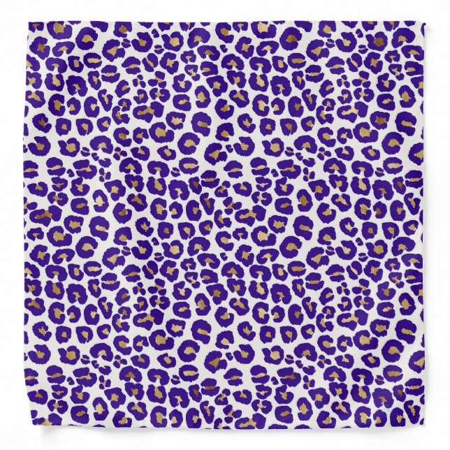 Purple and Gold Leopard Pattern Bandana (Front)