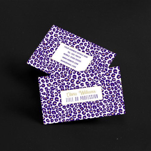 Purple and Gold Leopard Pattern Business Card