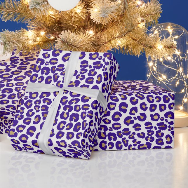 Purple and Gold Leopard Pattern Wrapping Paper (Holidays)