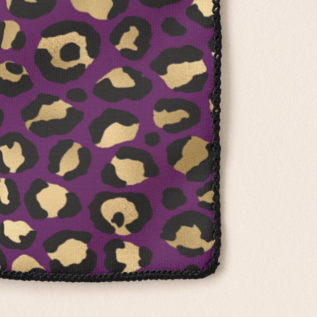 Purple and Gold Leopard Print Scarf (Detail)