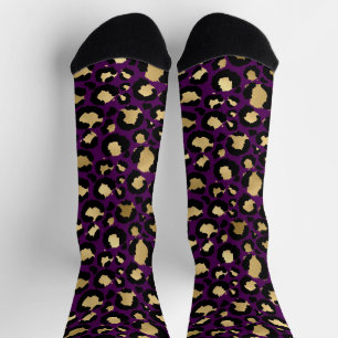 Purple and gold leopard print tank top socks