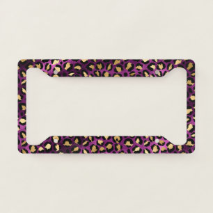 Purple and Gold Leopard Series Design 1 License Plate Frame