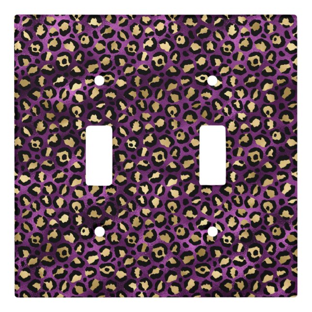 Purple and Gold Leopard Series Design 1 Light Switch Cover (Front)