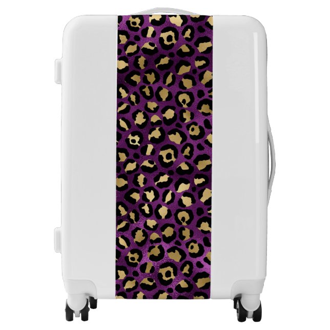 Purple and Gold Leopard Series Design 1 Luggage (Front)