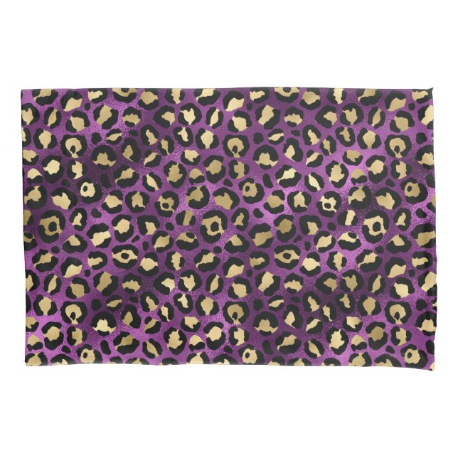 Purple and Gold Leopard Series Design 1 Pillow Case (Front)