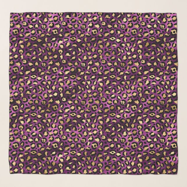 Purple and Gold Leopard Series Design 1 Scarf (Front)