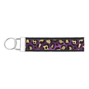 Purple and Gold Leopard Series Design 1 Wrist Keychain