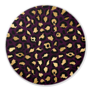 Purple and Gold Leopard Series Design 2 Ceramic Knob