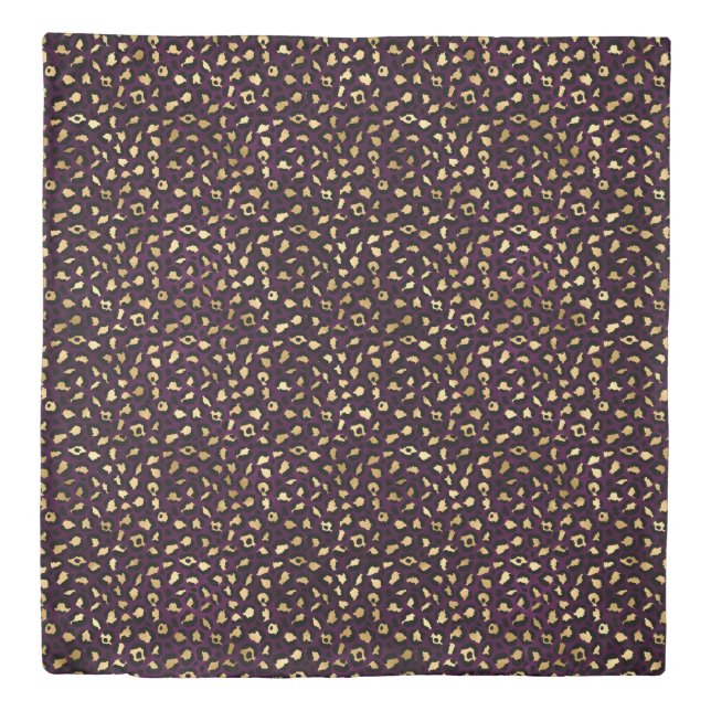 Purple and Gold Leopard Series Design 2 Duvet Cover (Front)