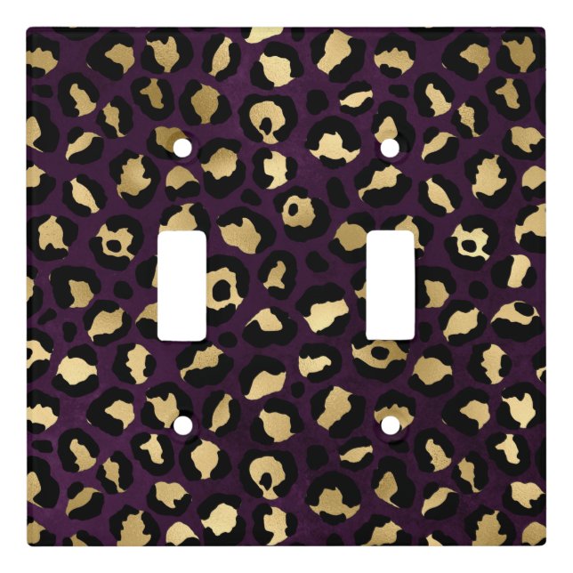 Purple and Gold Leopard Series Design 2 Light Switch Cover (Front)