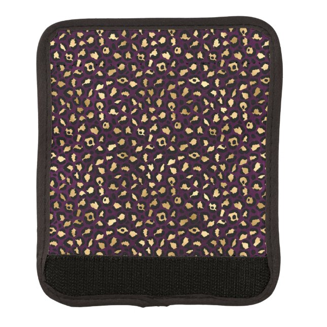 Purple and Gold Leopard Series Design 2 Luggage Handle Wrap (Front)