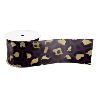 Purple and Gold Leopard Series Design 2 Satin Ribbon