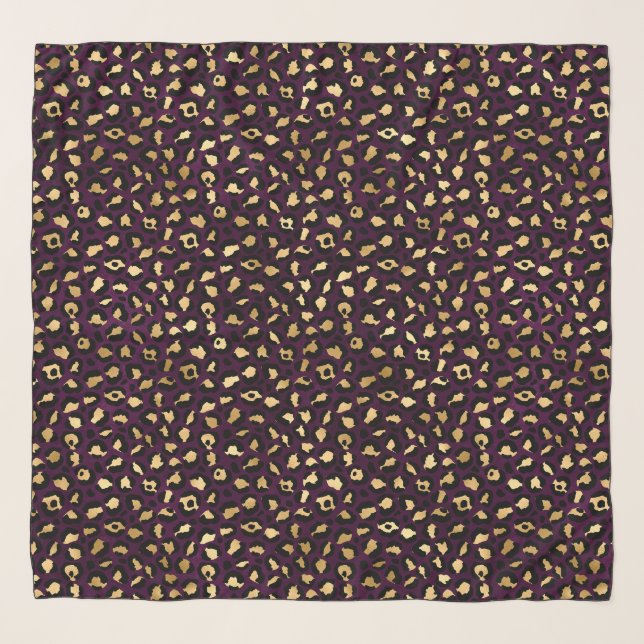 Purple and Gold Leopard Series Design 2 Scarf (Front)
