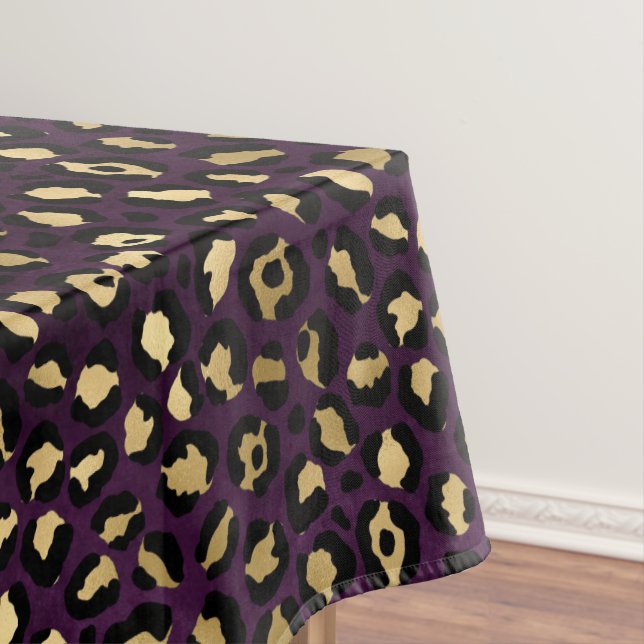 Purple and Gold Leopard Series Design 2 Tablecloth (In Situ)