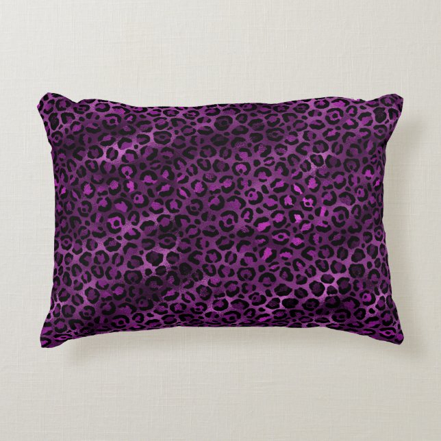 Purple and Gold Leopard Series Design 3 Accent Pillow (Front)