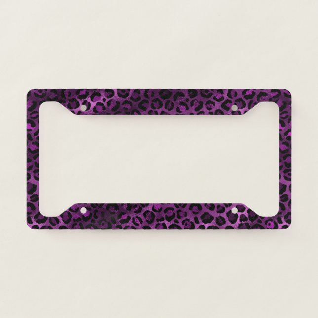 Purple and Gold Leopard Series Design 3 License Plate Frame (Front)