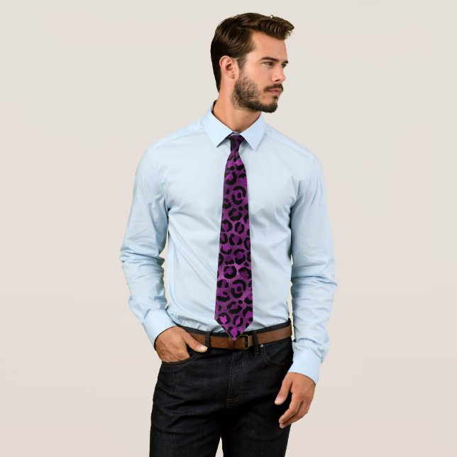 Purple and Gold Leopard Series Design 3 Neck Tie (In Situ)
