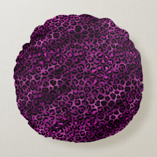 Purple and Gold Leopard Series Design 3 Round Pillow