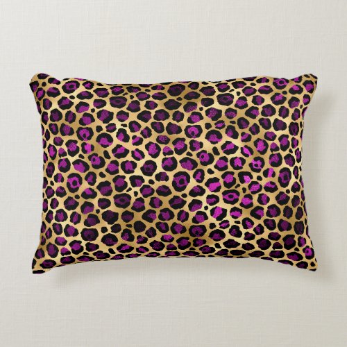 Purple and Gold Leopard Series Design 4 Accent Pillow