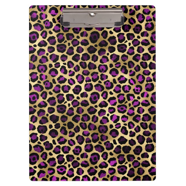 Purple and Gold Leopard Series Design 4 Clipboard (Front)