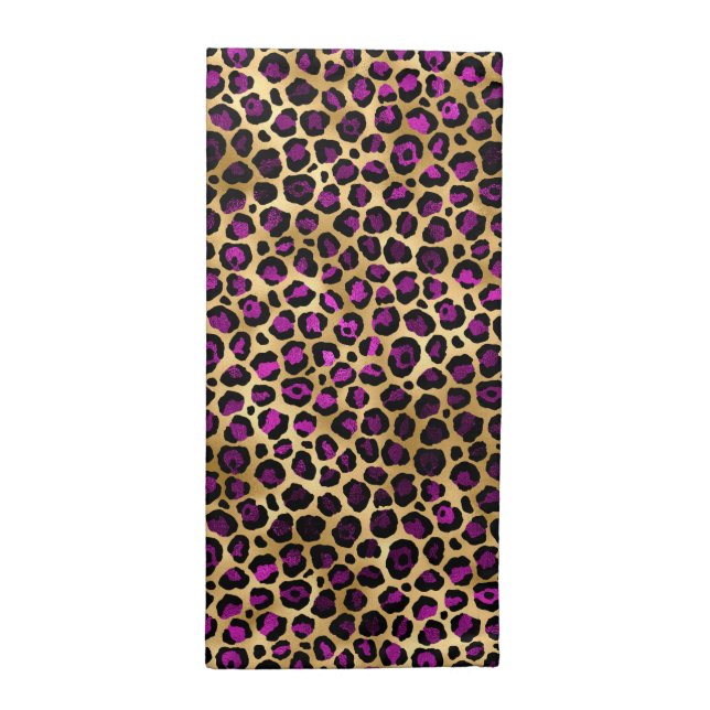 Purple and Gold Leopard Series Design 4 Cloth Napkin (Half Fold)