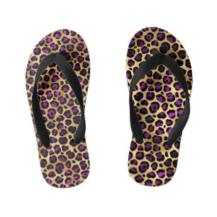 Purple and Gold Leopard Series Design 4 Kid's Flip Flops