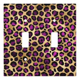 Purple and Gold Leopard Series Design 4 Light Switch Cover