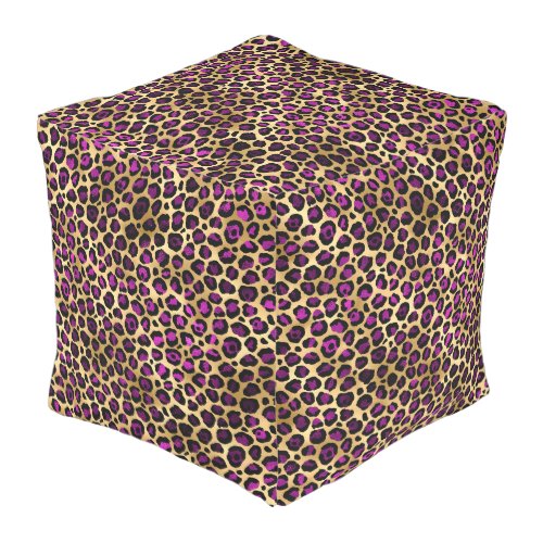 Purple and Gold Leopard Series Design 4 Outdoor Pouf