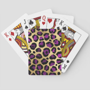 Purple and Gold Leopard Series Design 4 Poker Cards
