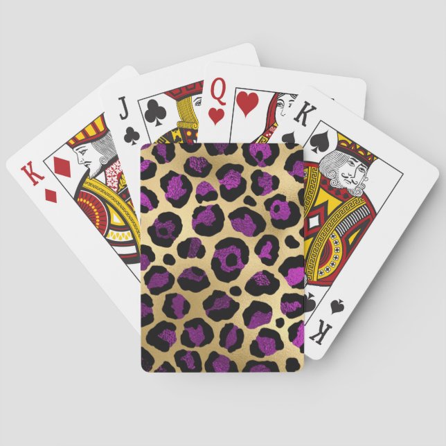 Purple and Gold Leopard Series Design 4 Poker Cards (Back)