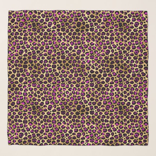 Purple and Gold Leopard Series Design 4 Scarf (Front)