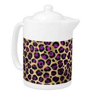 Purple and Gold Leopard Series Design 4 Teapot