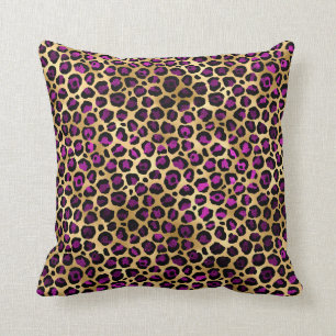 Purple and Gold Leopard Series Design 4 Throw Pillow
