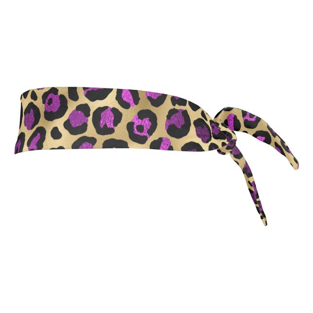 Purple and Gold Leopard Series Design 4 Tie Headband (Rotate 90)
