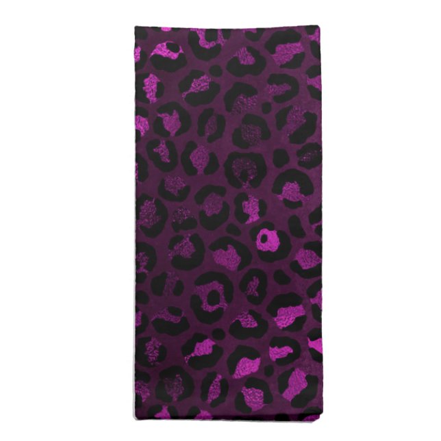 Purple and Gold Leopard Series Design 5 Cloth Napkin (Folded)