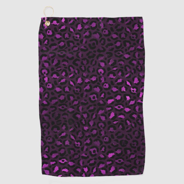 Purple and Gold Leopard Series Design 5 Golf Towel (Front)