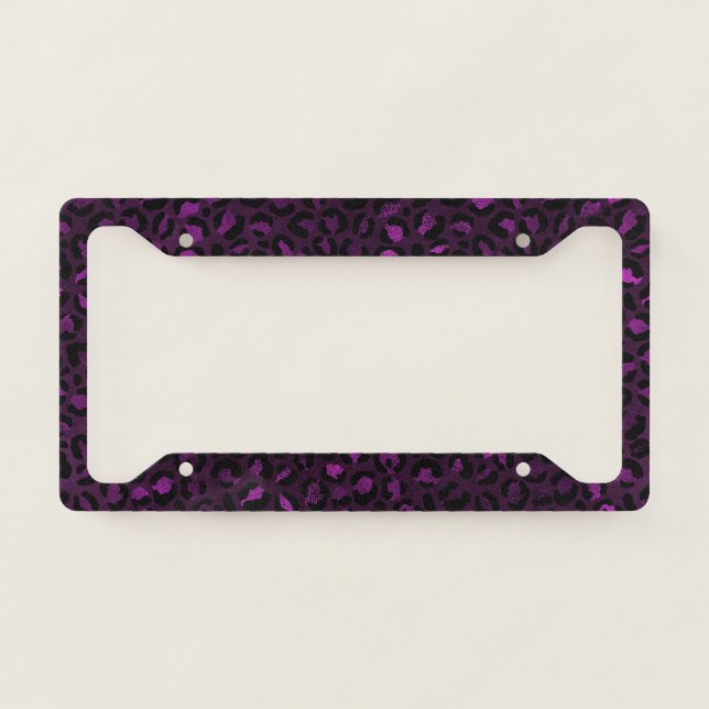 Purple and Gold Leopard Series Design 5 License Plate Frame (Front)