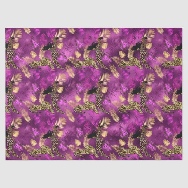 Purple and Gold Leopard Series Design 6 Tissue Paper (Front)