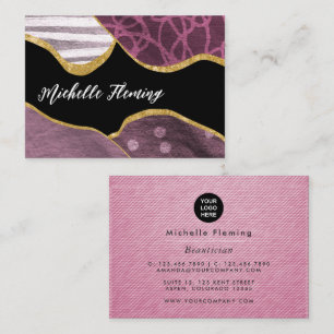 Purple and Gold Linen Fabric Business Card