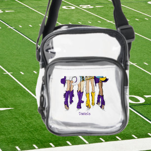 Purple and Gold Louisiana Game Day Boots Clear Clear Crossbody Bag