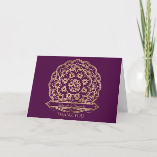 Purple and Gold Mandala Indian Thank You card