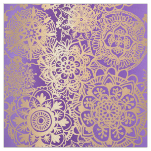 Purple and Gold Mandala Pattern Fabric